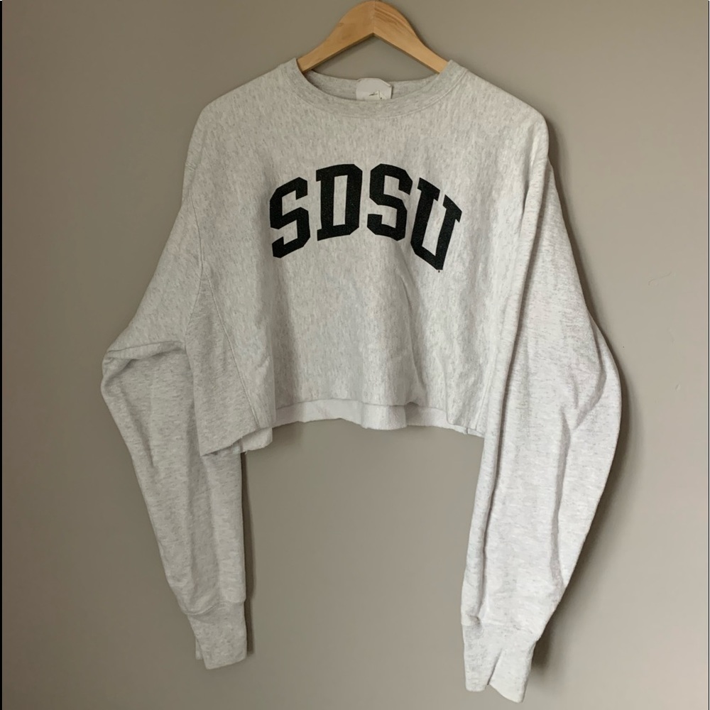 Cropped SDSU Champion Hoodie - Reverse Weave